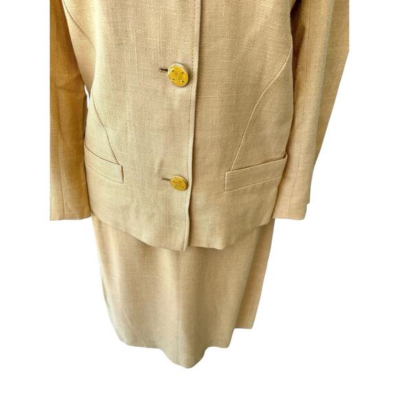 Vintage Celine Paris Blazer Skirt Suit Outfit Set Peach Size 6 EUR 36 Logo Prep - Picture 5 of 14